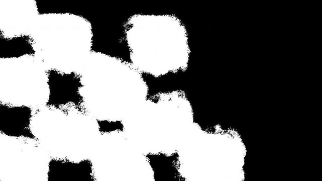 Square paintbrush transition transparent animation. Manual hand drawn paintbrush cubic square zigzag plot checkered pattern texture motion graphic. White alpha channel 4k full hd.