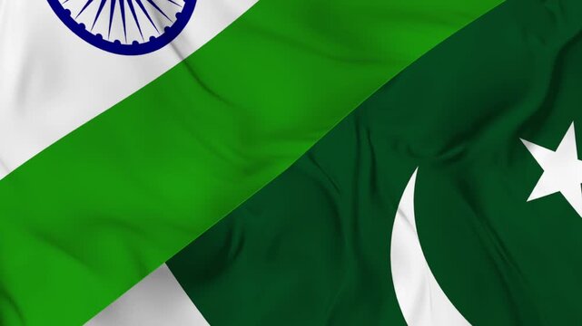 India v Pakistan Flag Waving Seamless Loop Animation in 4K UHD