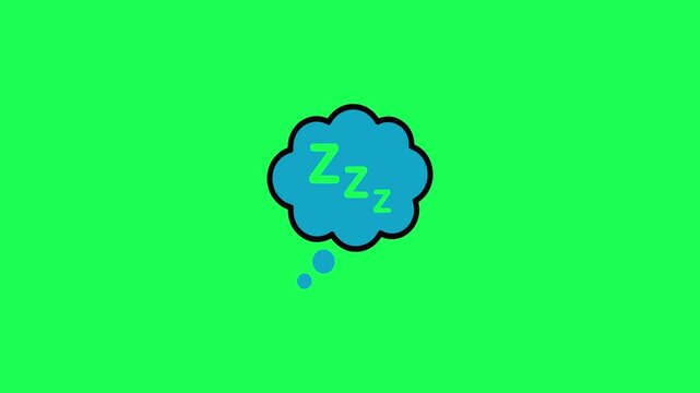 Cartoon sleep bubble with zzz letters on a bright green background