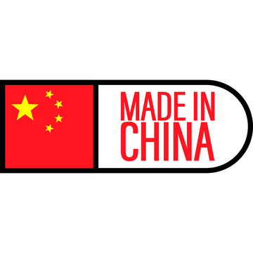 Made In China Label With National Flag