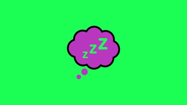 Cartoon sleep bubble with the letters zzz on a bright green background