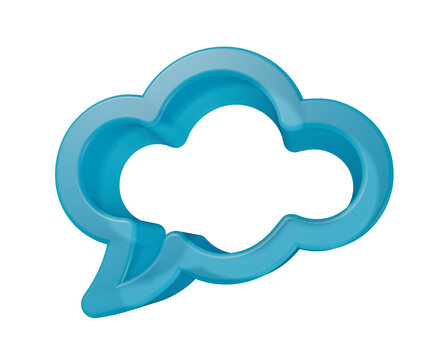 A glossy blue three dimensional speech bubble icon isolated on white background transparent background