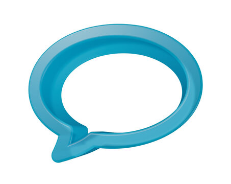 Isolated threedimensional blue glossy speech bubble icon for digital communication and social media design elements transparent background