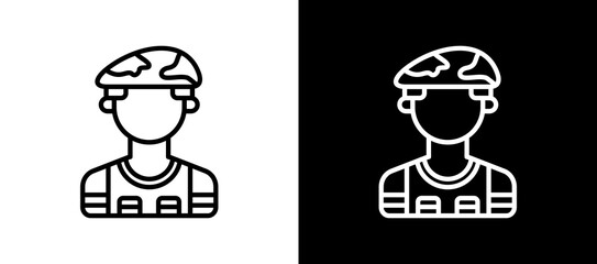 Fototapeta premium Soldier Icon On White and Black Backgrounds. 