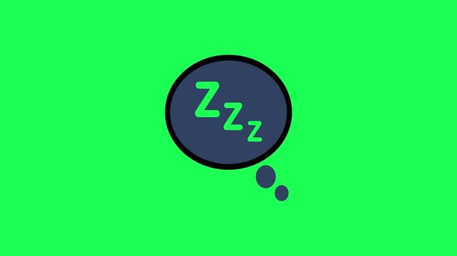 Cartoon sleep bubble illustration on a vibrant green background