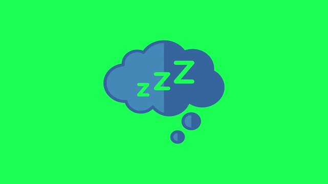 Dreaming concept with sleep cloud and zzz letters on green background