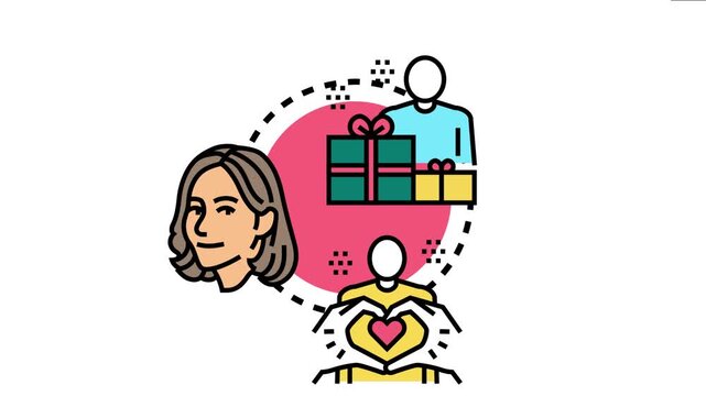 People the concept of bestowing compliments and appreciation, symbolizing giving thoughtful gifts, showing love, and expressing gratitude with happy emotions