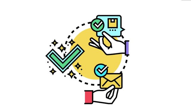 Hands exchanging feedback and receiving a notification, the successful completion and approval of a new product or application development phase