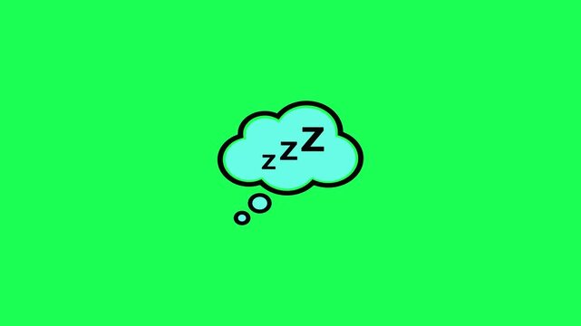 Sleeping thought bubble illustration on a vibrant green background