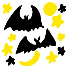 ハロウィンのコウモリと星の素材 © K