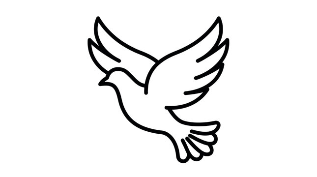 Flying dove or bird icon in silhouette style.