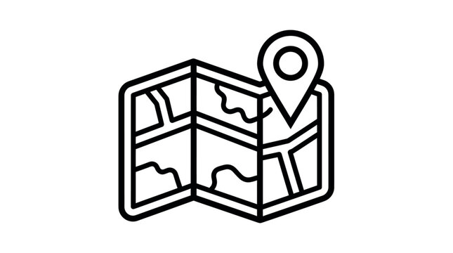 Folded map with location pin icon