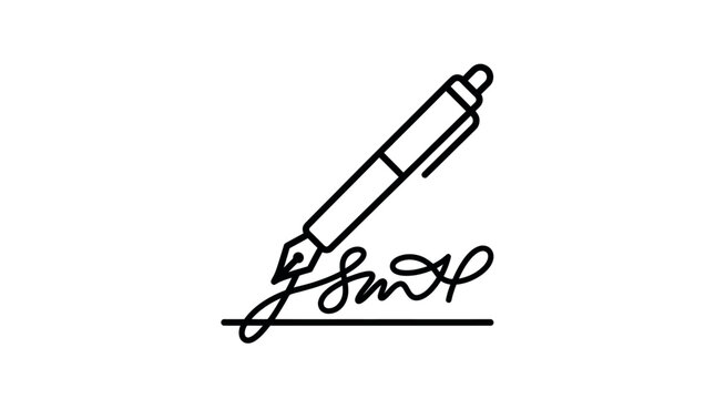 Fountain pen completing a formal signature icon