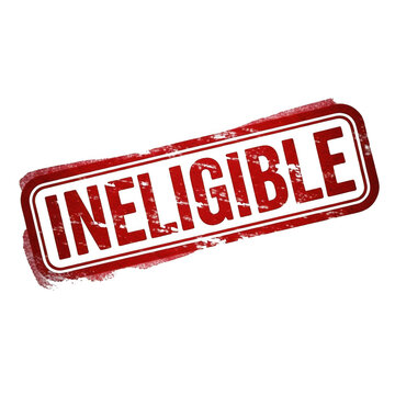 Red ineligible stamp on white background