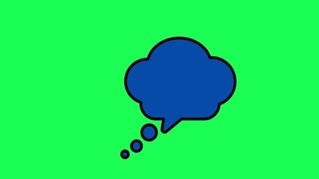 Simple illustration of a dark blue thought bubble on bright green background