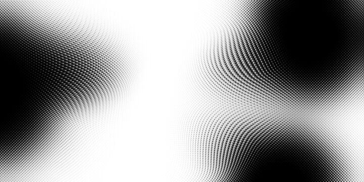 Abstract black and white halftone pattern with moire effect and soft light gradients