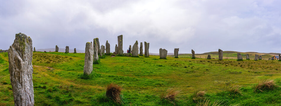 Callanish Stones on the Isle of Lewis in the Outer Hebrides of Scotland, cruciform arrangement of 5,000-year-old Lewisian gneiss monoliths