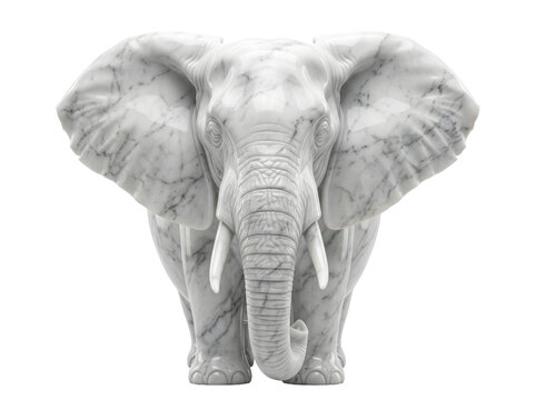 Front view of a majestic African elephant isolated on a white background
