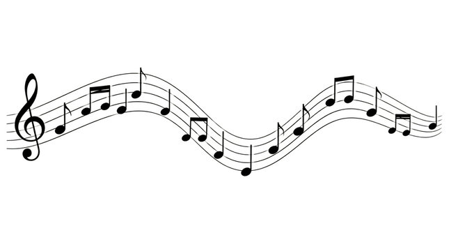 Black musical notes isolated on transparent background