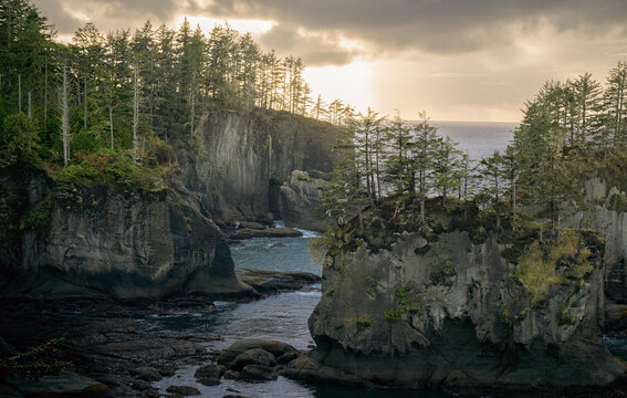Dramatic Cape Flattery cliffs over the Pacific Ocean