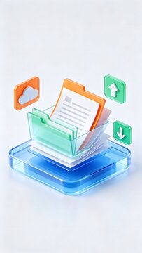 Digital file storage and cloud icons