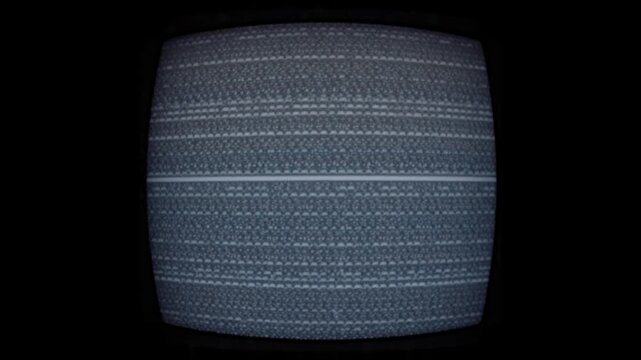 A vintage television screen displaying horizontal lines of digital static noise on a black background.