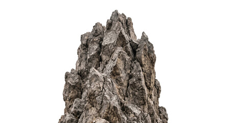 Jagged grey mountain peak with sharp edges and rough texture against white background © Sapphire