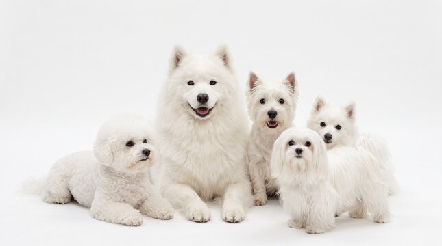 group of white dogs