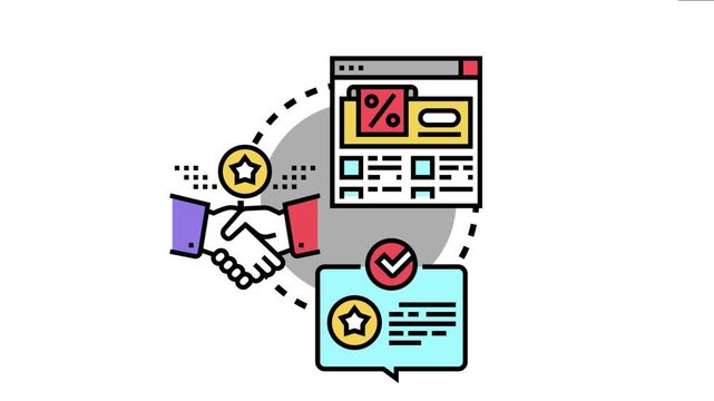 Business partners engaging in a handshake visualizing online sales incentives, promoting achievement, effective deals, and mutually beneficial rewarding programs or successful marketing strategies