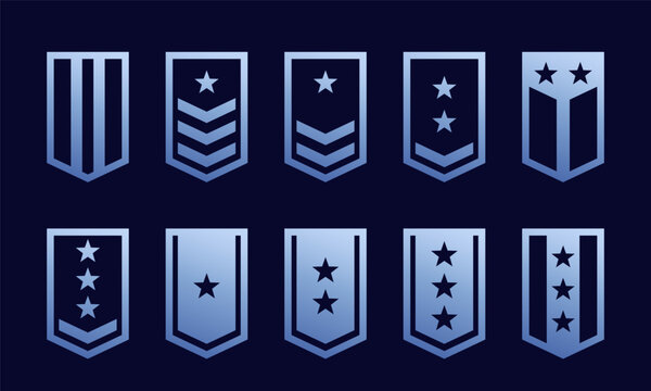 Military ranks, army epaulettes vector design