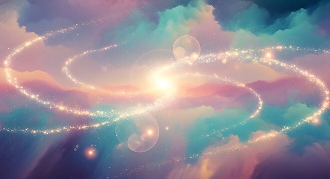 Abstract swirling cosmic energy nebula background.
