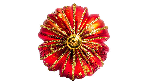 red and golden festive decoration, isolated on transparent background