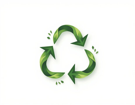 Green Leaf Recycle Symbol Arrow Concept Vector Illustration for Environmental Sustainability