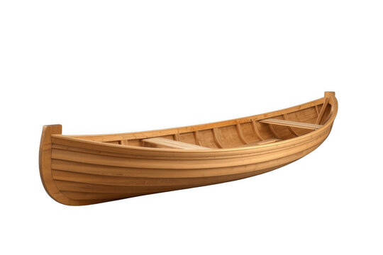 Wooden rowboat dinghy vessel with transparent background