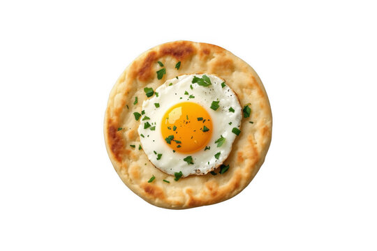 Sunny side up fried egg on flatbread