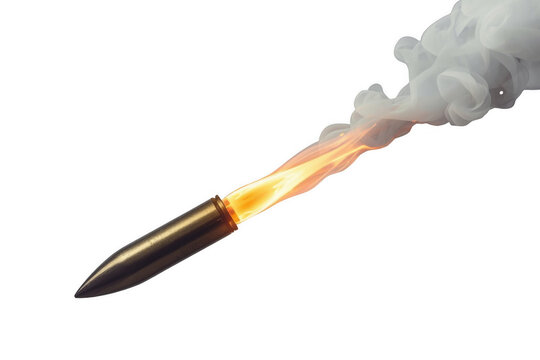 Bullet flying with fire and smoke trail