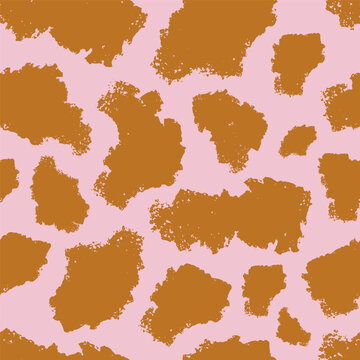 Abstract seamless pattern. Endless texture, background with spots, rough stains, blots, smears and paint smudges in modern style. Repeating print for textile, fabric design. Flat vector illustration.