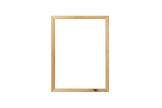 Vertical wooden frame minimalist border on transparent background