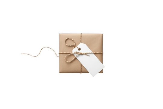Kraft paper gift box with blank tag