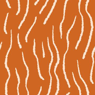 Seamless abstract pattern. Endless texture, background with hand-drawn wavy curvy lines. Wave brushstrokes, repeating print in modern style. Flat vector illustration for textile, fabric design.