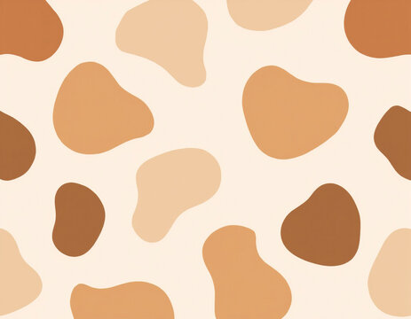 Organic Brown Shapes Cow Print Seamless Pattern in Neutral Warm Beige Tones