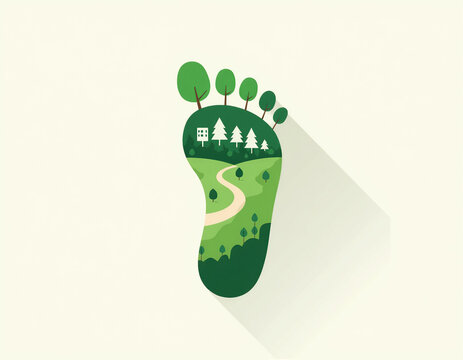 Green Ecological Footprint Concept Vector Illustration with Forest Landscape Inside