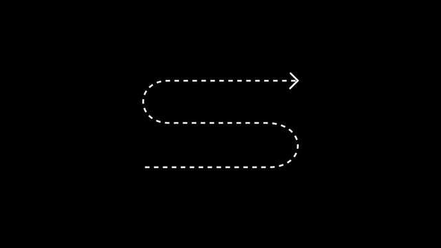 Animated s-curve dotted line path with arrowhead for motion and ui animation