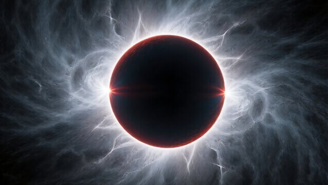 Macro Details of Glowing Solar Eclipse Corona in Dark Space