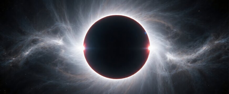 Macro Details of Glowing Solar Eclipse Corona in Dark Space