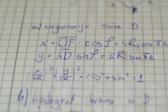 Handwritten trajectory and hodograph equations mechanics