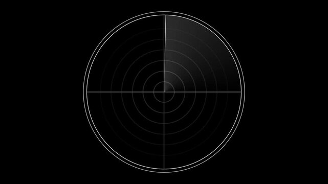 Digital radar screen scanning animation, futuristic hud interface overlay for tech and military concepts