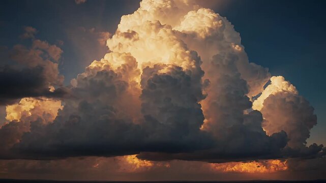 Dramatic Golden Hour Cumulonimbus Clouds at Sunset Sky