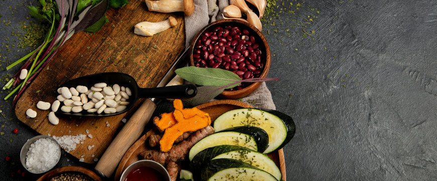 Assortment of colorful fresh vegetables for cooking.