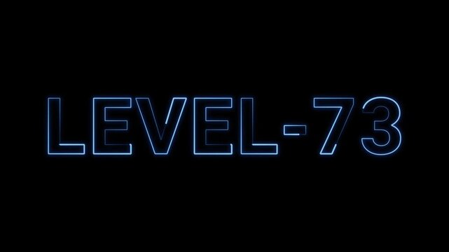 Vivid Blue Neon Glow Text Design Representing Level Seventy Three For Digital Displays